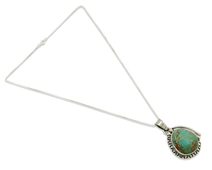 Navajo Necklace .925 Silver Kingman Turquoise Signed Tepee C.1980's