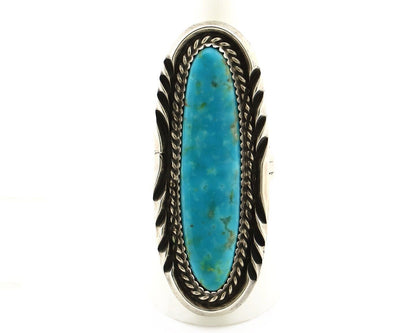 Navajo Ring 925 Silver Natural Blue Gem Turquoise Artist Signed Mike Begay C.80s