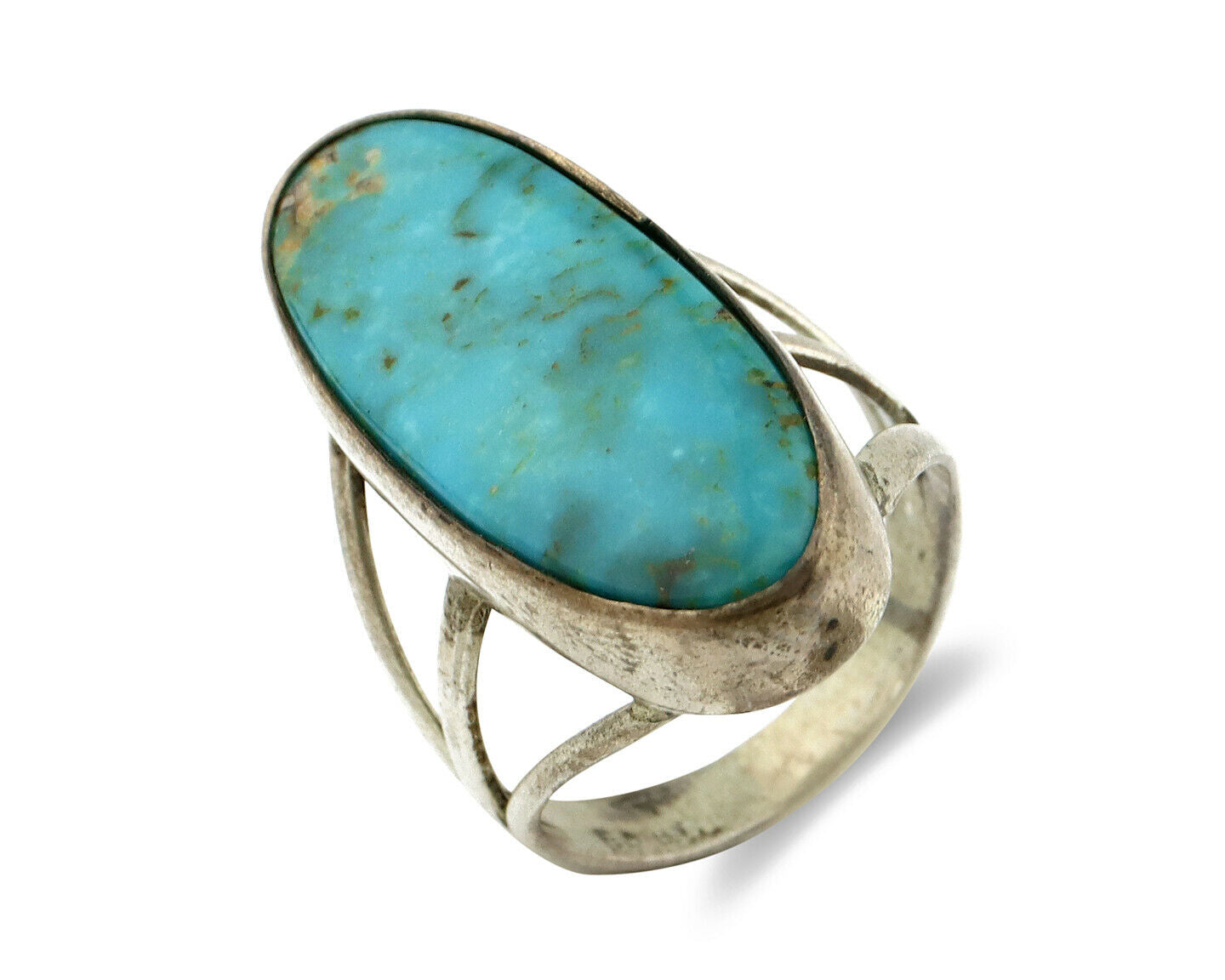 Navajo Ring .925 Silver Nevada Turquoise Native American Artist C.80's