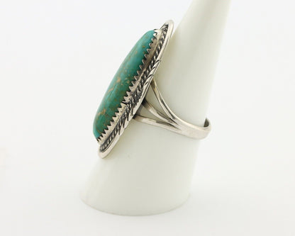 Navajo Ring .925 Silver Blue Gem Turquoise Artist Signed USA C.80's