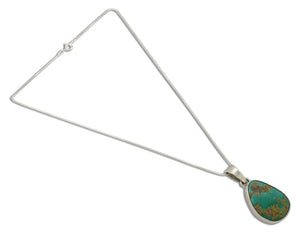 Navajo Handmade Necklace 925 Silver Arizona Turquoise Signed Gecko C.80's