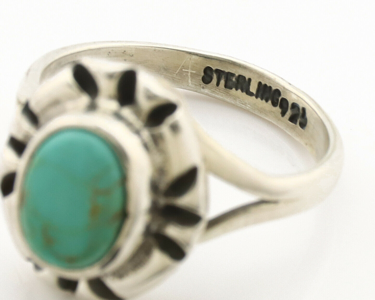 Navajo Ring .925 Silver Kingman Turquoise Artist Signed Gecko C.90's