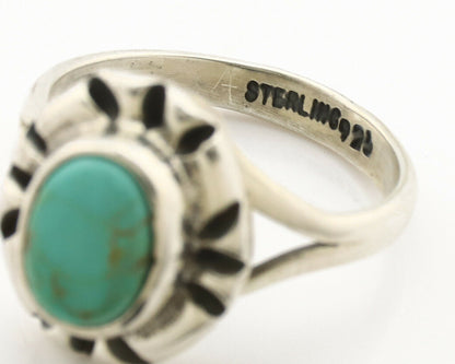 Navajo Ring .925 Silver Kingman Turquoise Artist Signed Gecko C.90's