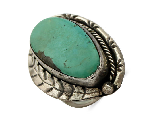 Navajo Ring 925 Silver Castle Dome Turquoise Native American Artist C.70's