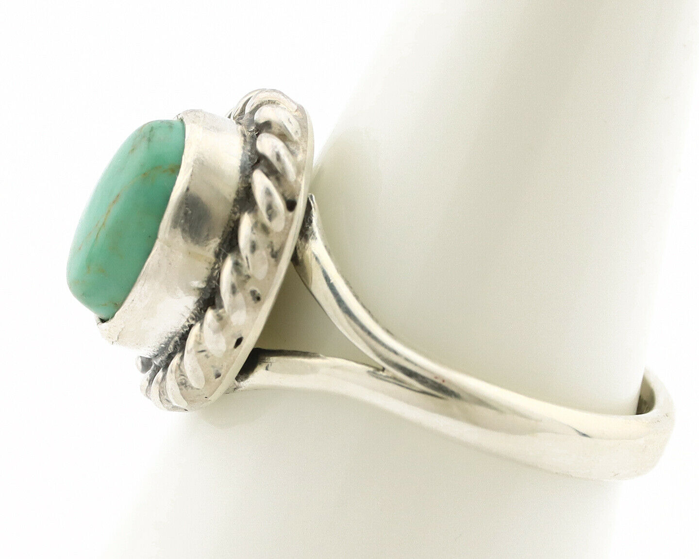 Navajo Ring .925 Silver Kingman Turquoise Artist Signed Gecko C.90's