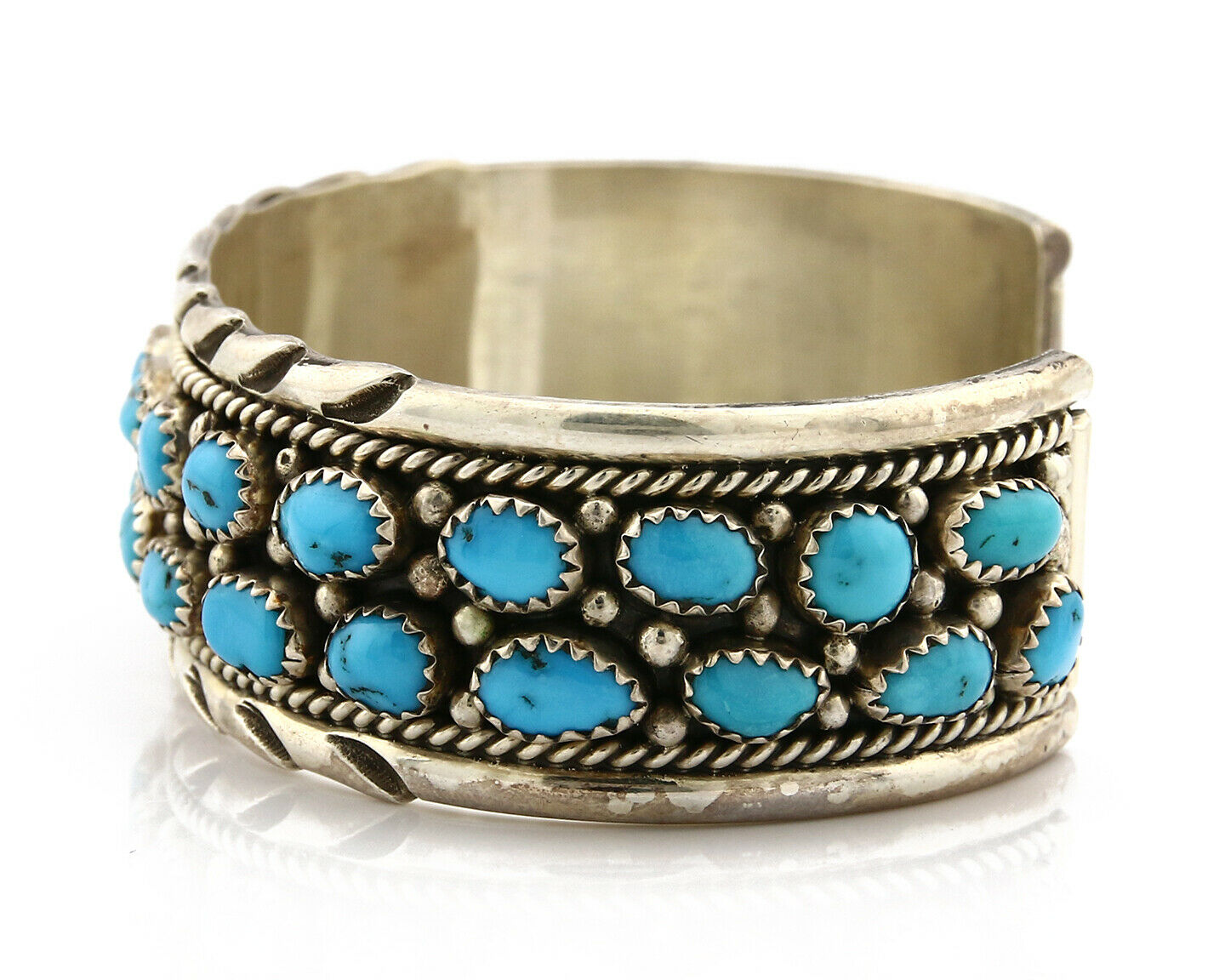 Navajo Bracelet .925 Silver Sleeping Beauty Turquoise Artist Signed IC C.80's