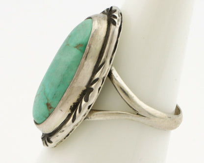 Navajo Ring .925 Silver Kingman Turquoise Artist Signed Gecko C.90's