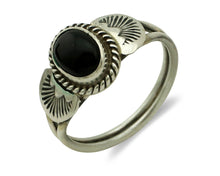 Navajo Ring 925 Silver Natural Mined Black Onyx Native American Artist C.80's