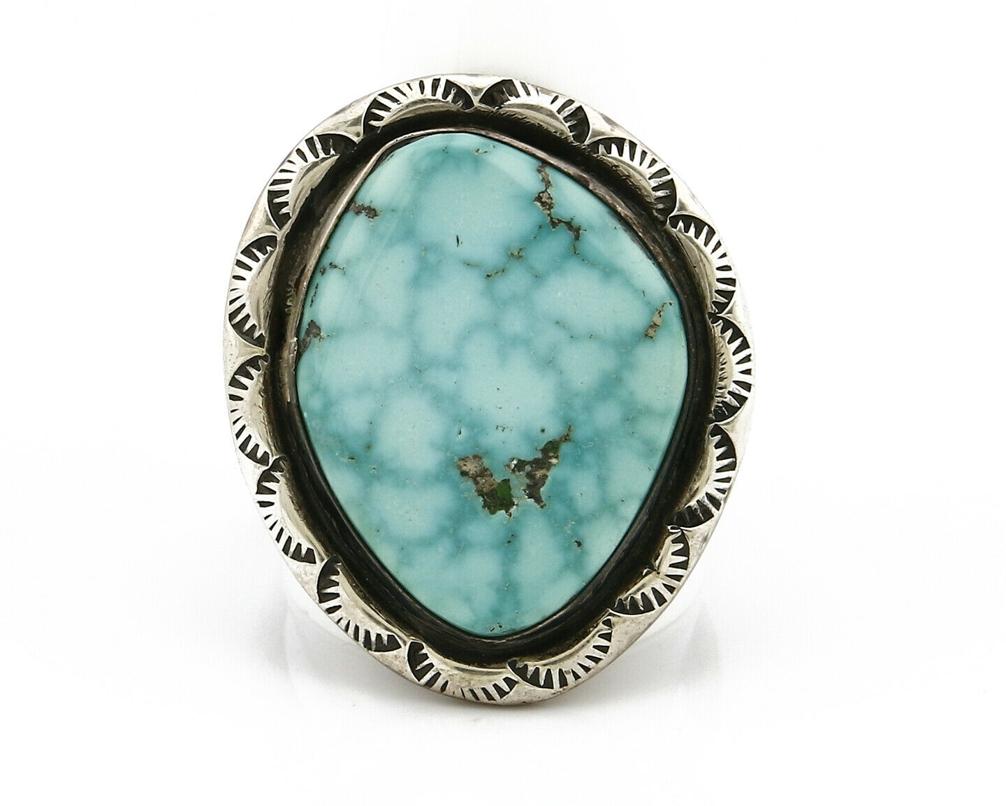 Navajo Turquoise Ring .925 Silver Natural Kingman Turquoise Handmade C.70's