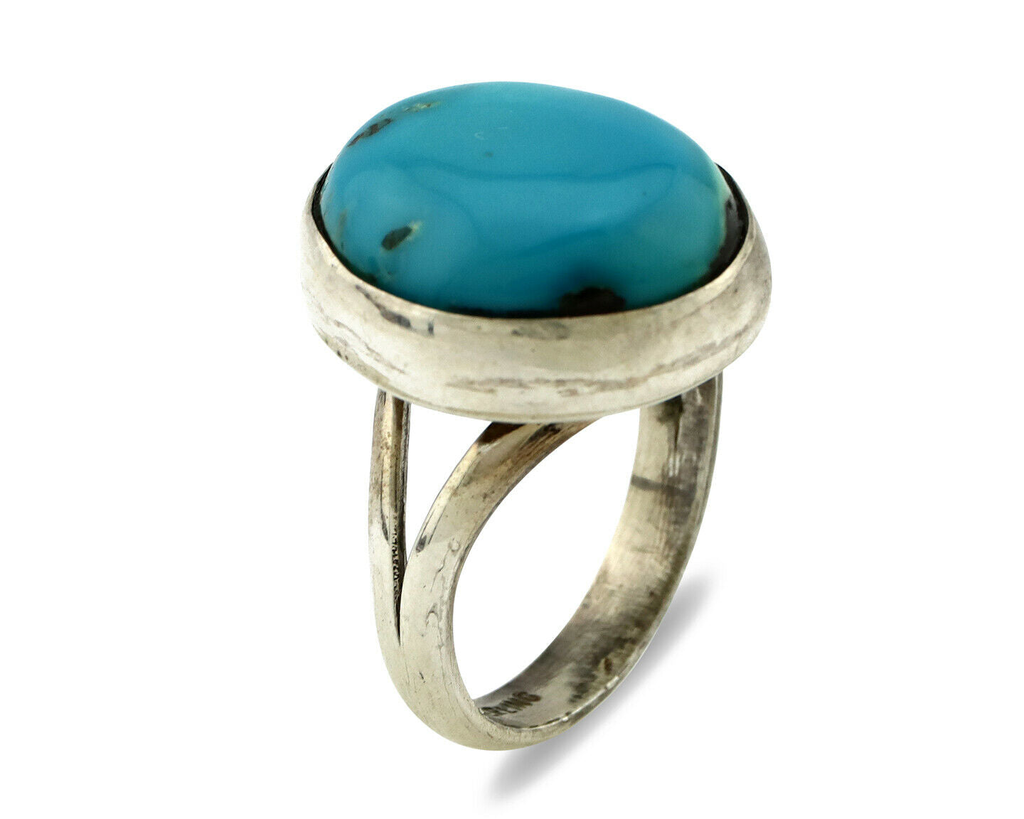 Navajo Ring .925 Silver Natural Blue Turquoise Signed Apache C.80's