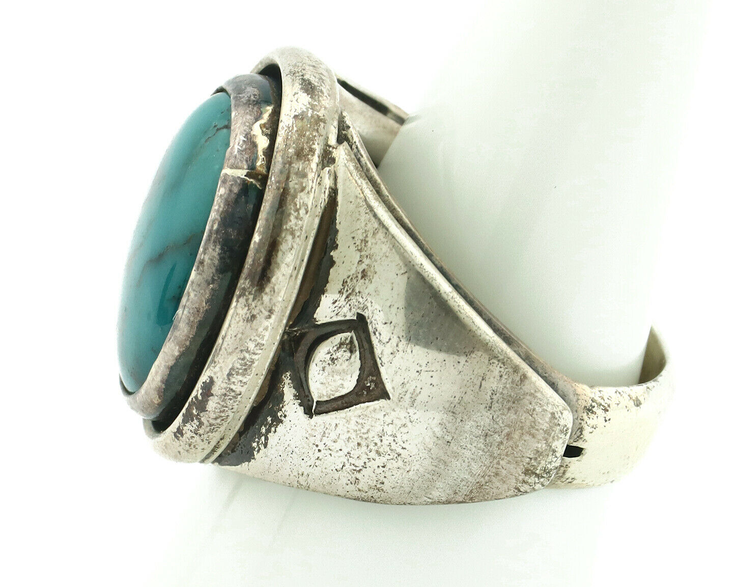 Navajo Ring .925 Silver Spiderweb Turquoise Native Artist C.80's