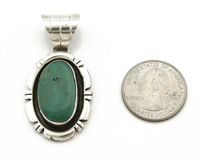 Navajo Pendant .925 Silver Kingman Turquoise Signed Artist JT C.80's