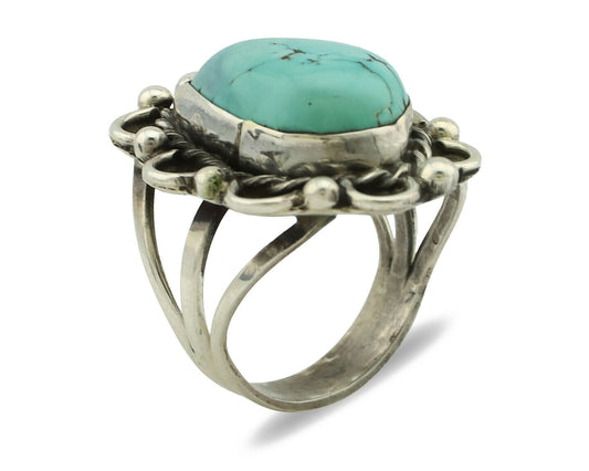 Navajo Ring .925 Silver Natural Bisbee Turquoise Artist Signed JT C.80's