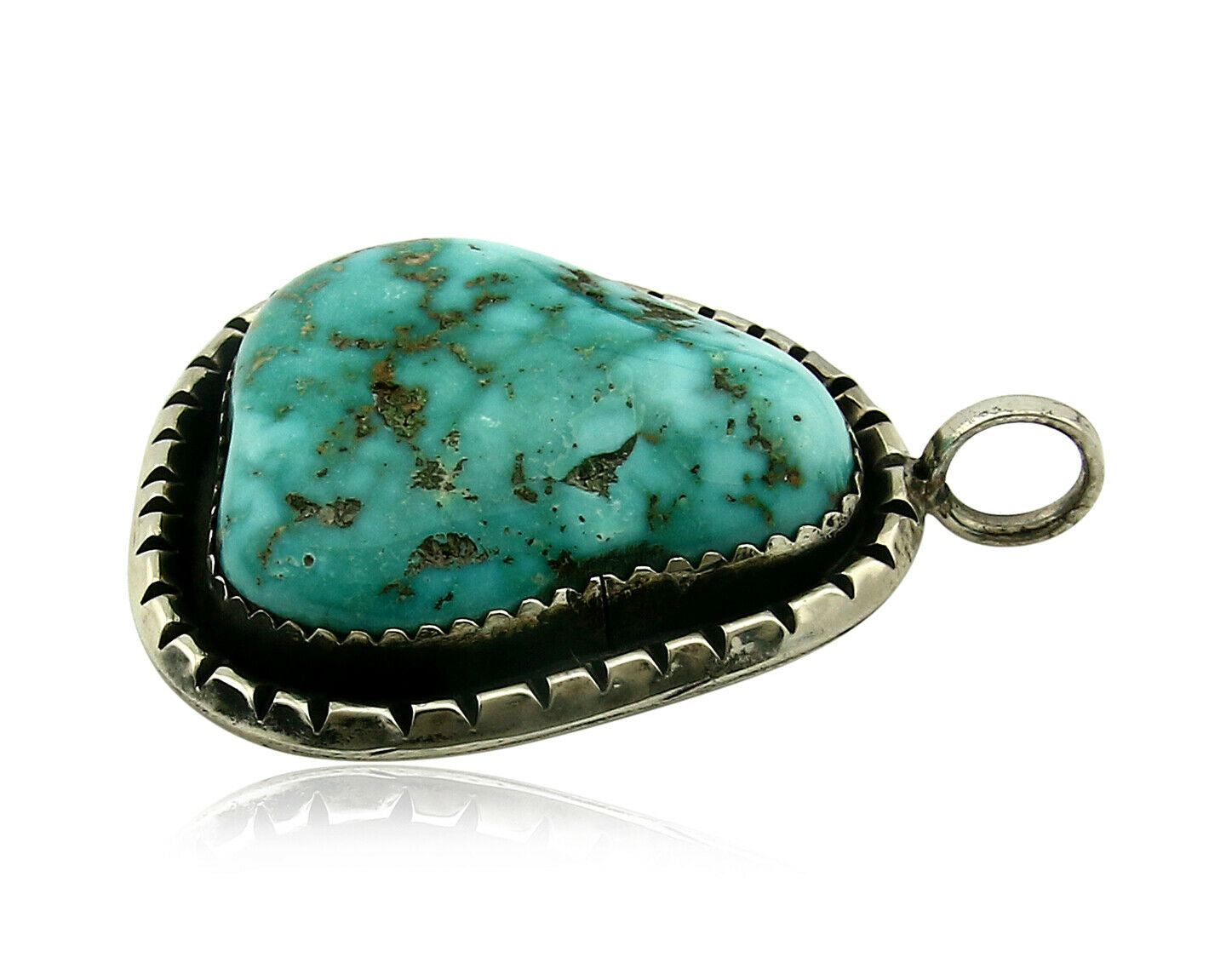 Navajo Pendant .925 Silver Kingman Turquoise Signed Artist Yazzie C.80's