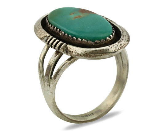 Navajo Ring .925 Silver Royston Turquoise Native American Artist C.1980's