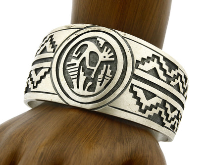 Navajo Lowell Draper Bracelet .925 Silver C.80's Overlay Kokopelli Pattern