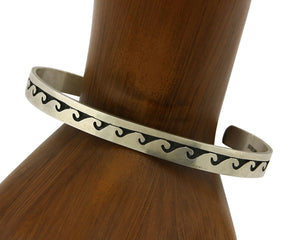 Navajo Bracelet .925 Silver Southwest Wave Cuff Artist Native C.80's