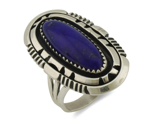 Navajo Ring 925 Silver Natural Lapis Lazuli Artist Signed William Denetdale C80s