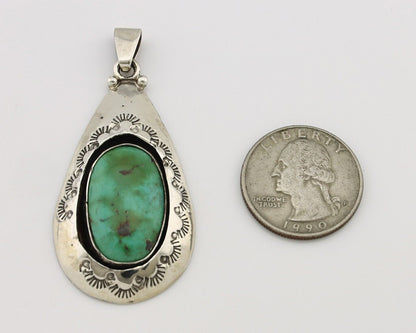 Navajo Pendant 925 Silver Royston Turquoise Artist Signed C Montoya C.80's