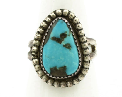 Navajo Ring .925 Silver Morenci Turquoise Native American Artist C.1980's