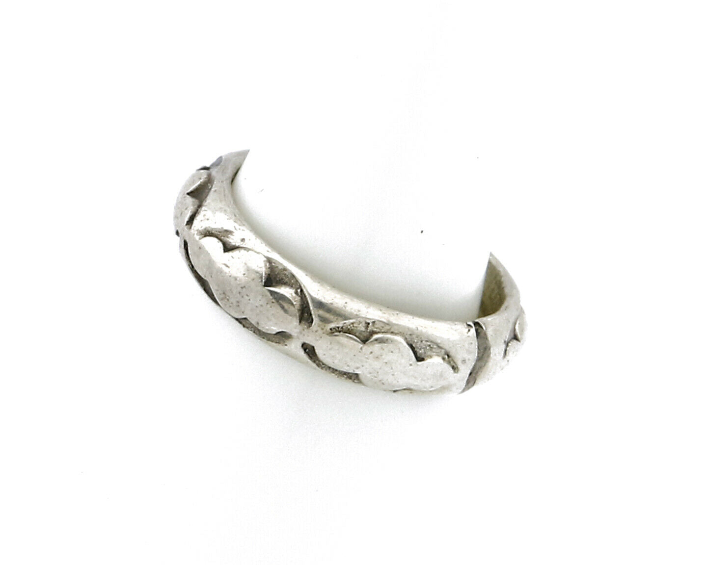 Women's Navajo Ring .925 SOLID Silver Hand Stamped Circa 1980's Size 3.75