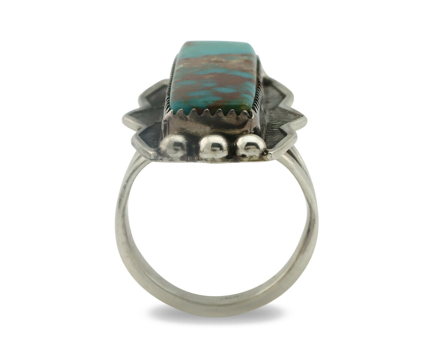 Navajo Ring .925 Silver Natural Aqua Turquoise Signed B C.80's