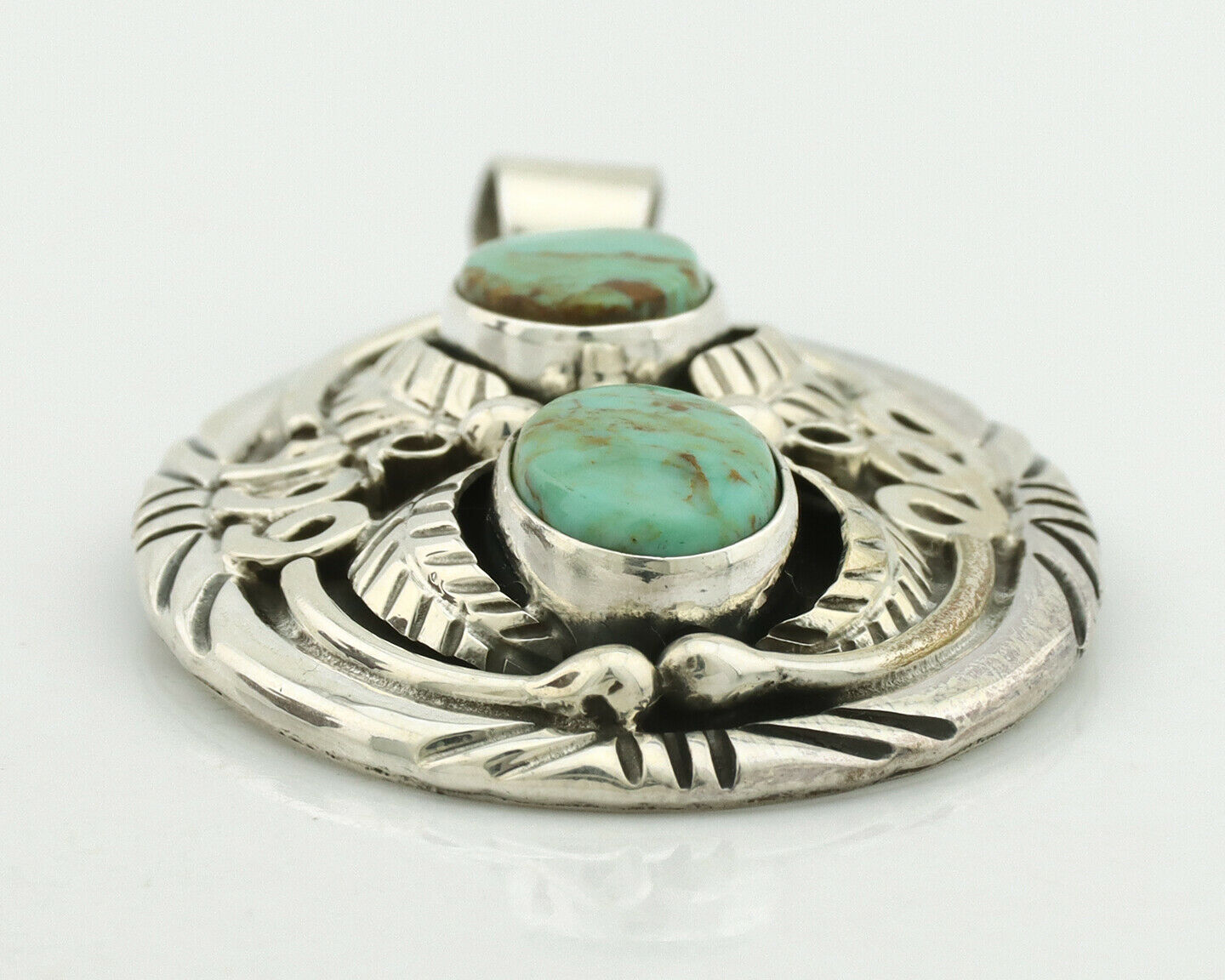 Navajo Necklace .925 Silver Kingman Turquoise Native American C.80's