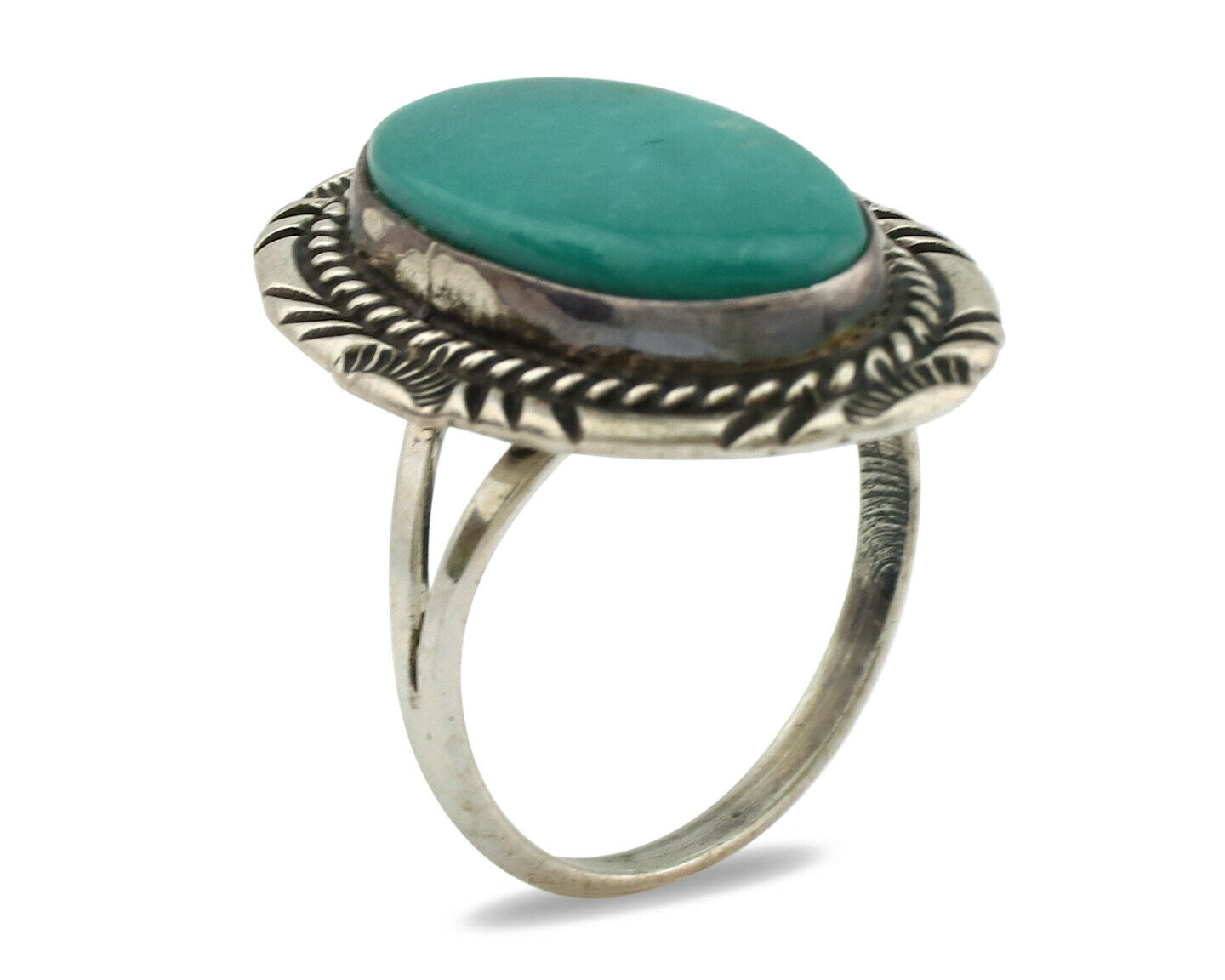 Navajo Ring .925 Silver Nevada Turquoise Native American Artist C.1980's