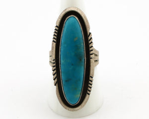 Navajo Ring 925 Silver Natural Blue Turquoise Artist Signed W Denetdale C.80's
