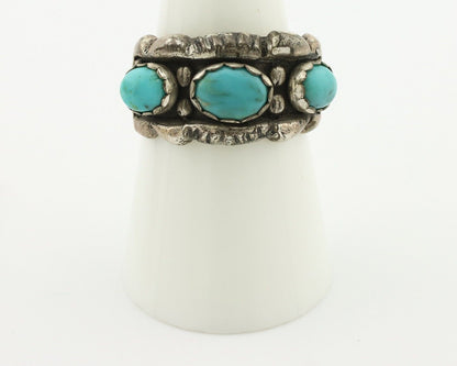 Navajo Ring .925 Silver Natural Blue Turquoise Native American Artist C.80's