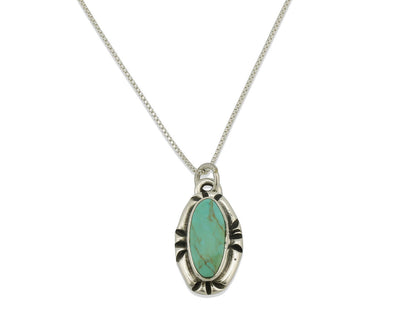 Navajo Necklace .925 Silver Arizona Turquoise Signed Gecko C.1980's