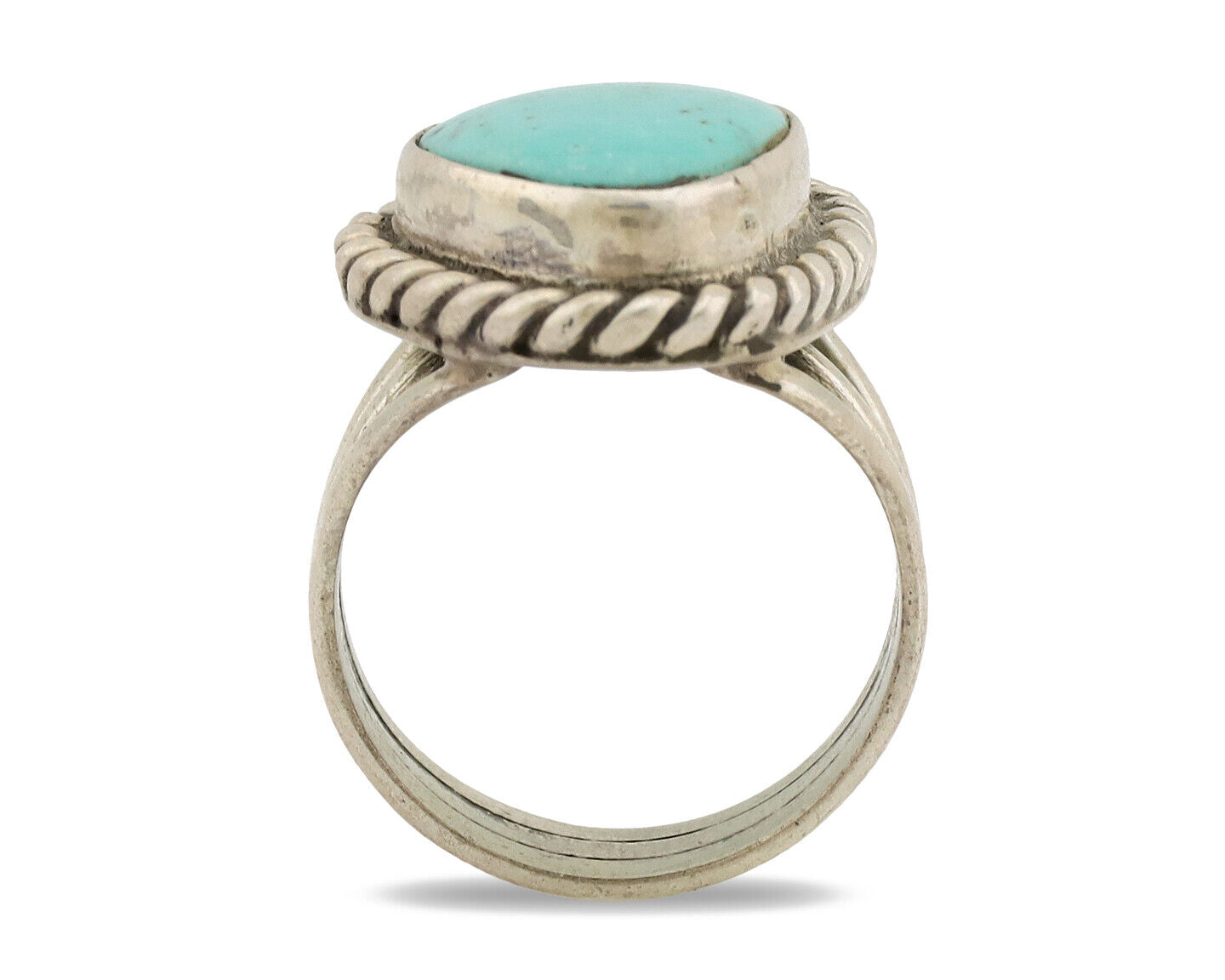 Navajo Ring .925 Silver Natural Kingman Turquoise Native American Artist C.80's