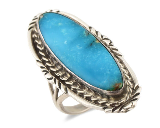 Navajo Ring 925 Silver Blue Turquoise Native Artist Signed Billy Eagle C.80s