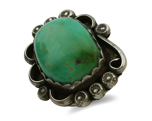 Navajo Ring .925 Silver Royston Turquoise Artist Signed R C.1980's