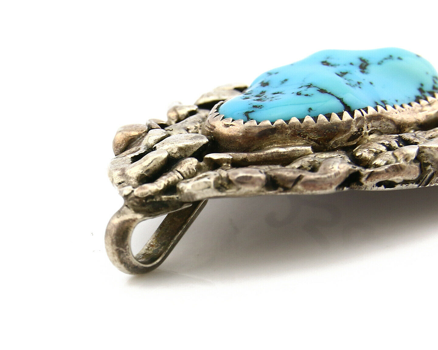 Navajo Pendant .925 Silver Kingman Turquoise Native American C.80's