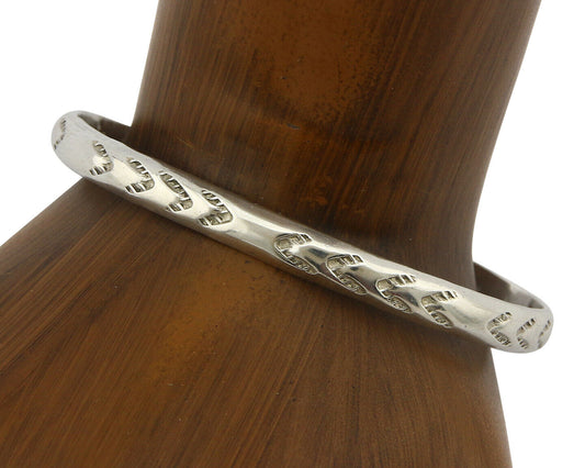 Navajo Bracelet .925 Silver Hand Stamped Arrow Head Artist Montoya C.80's