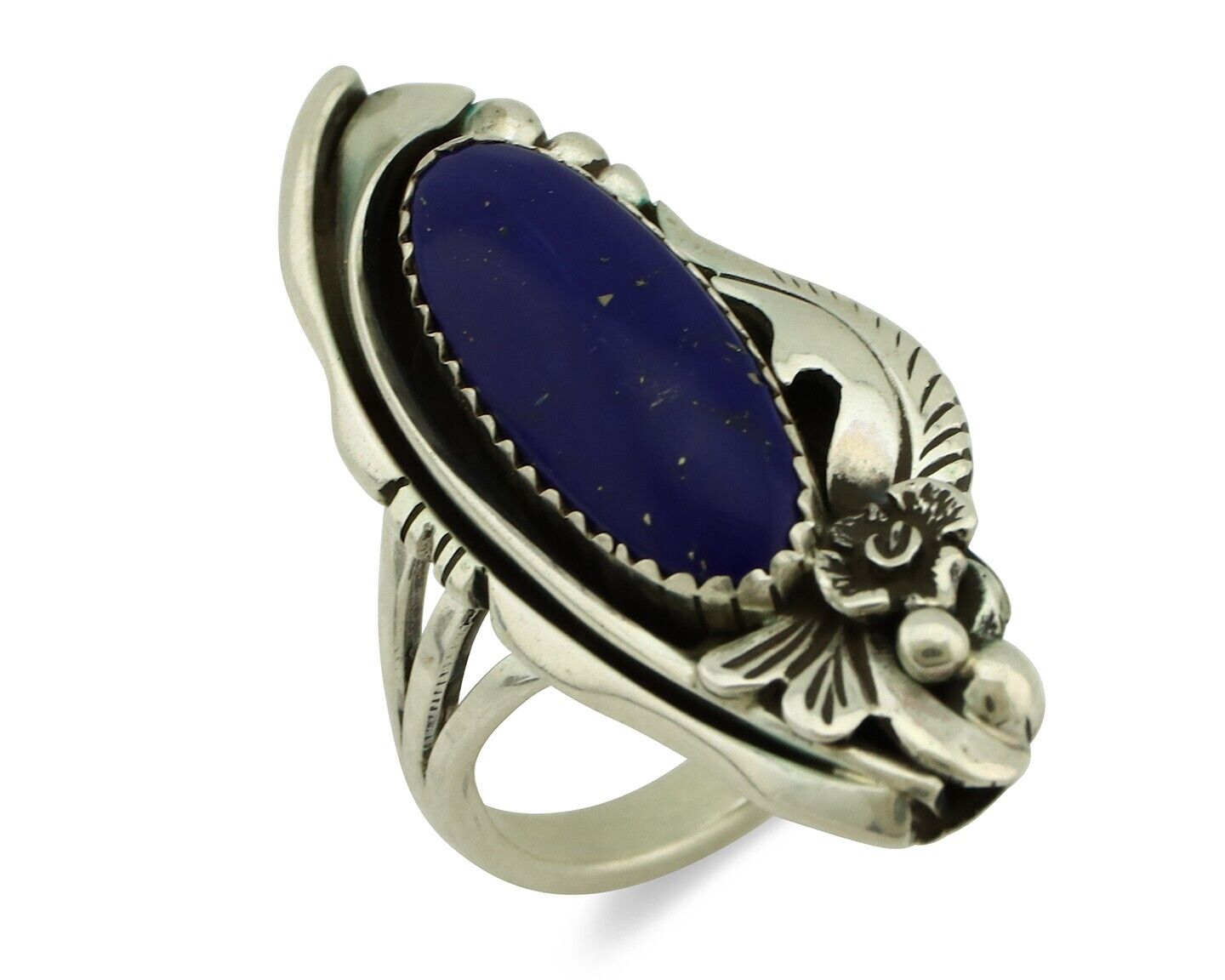 Zuni Ring 925 Silver Natural Lapis Lazuli Artist Signed Unknown C.80's