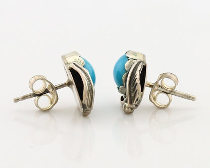 Navajo Earrings 925 Silver Natural Mined Turquoise Native American Artist C.80's