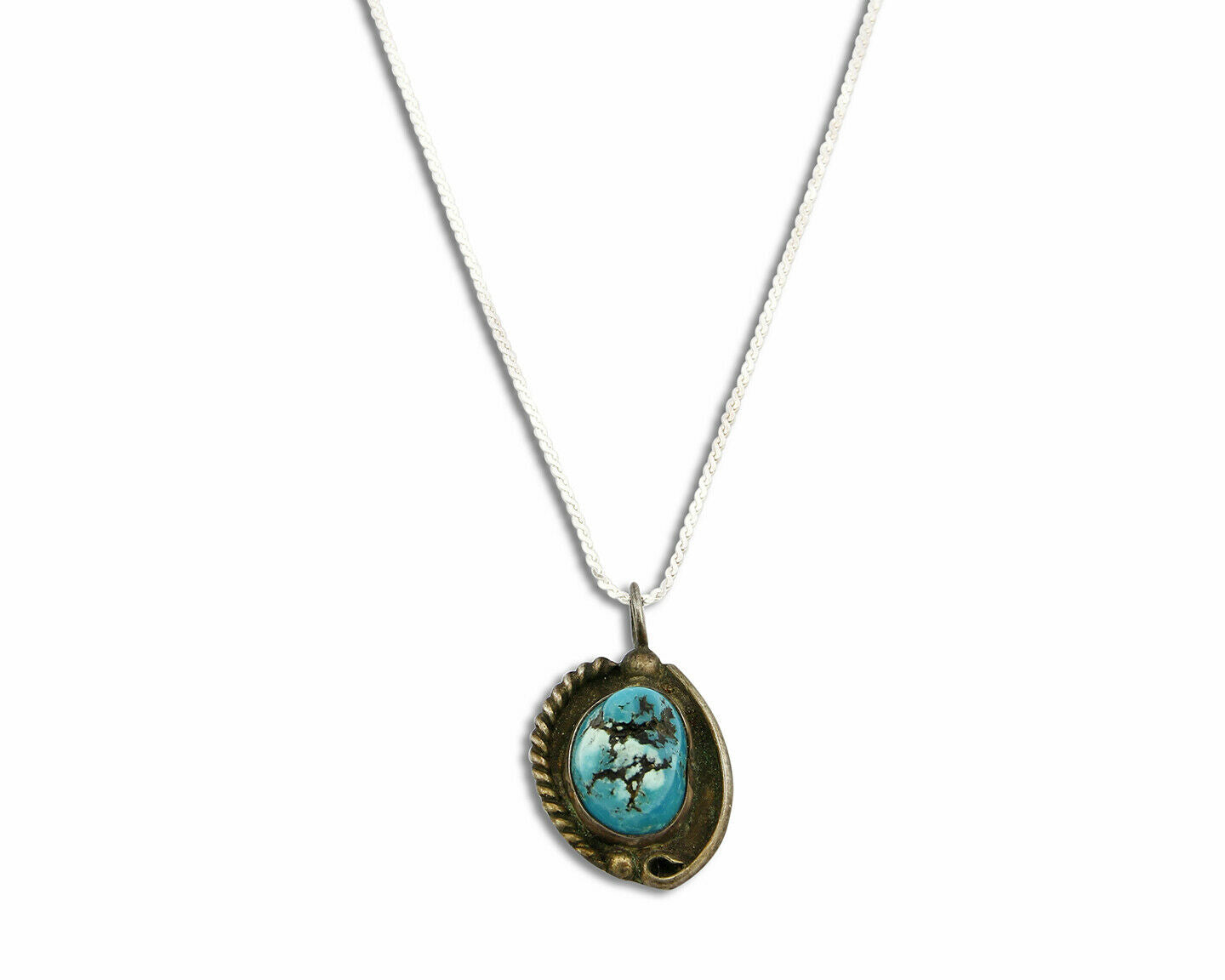 Hopi Handmade .Natural Turquoise Handmade .925 Silver Necklace