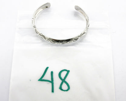 Navajo Bracelet SOLID .925 Silver Hand Stamped Signed Tract C.80's