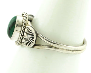 Navajo Ring 925 Silver Natural Mined Malachite Native American Artist C.80's