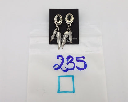 Navajo Earrings 925 Silver Natural Black Onyx Artist Signed NAKAI C.80's