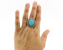 Navajo Ring .925 Silver Sleeping Beauty Turquoise Native American Artist C.1980s