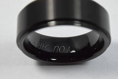 Black Tungsten 8mm Wedding Band With You Are My Forever Engraved Inside 14.4G