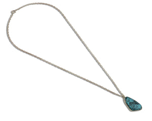 Navajo Handmade Necklace 925 Silver Blue Morenci Turquoise Native Artist C.80's