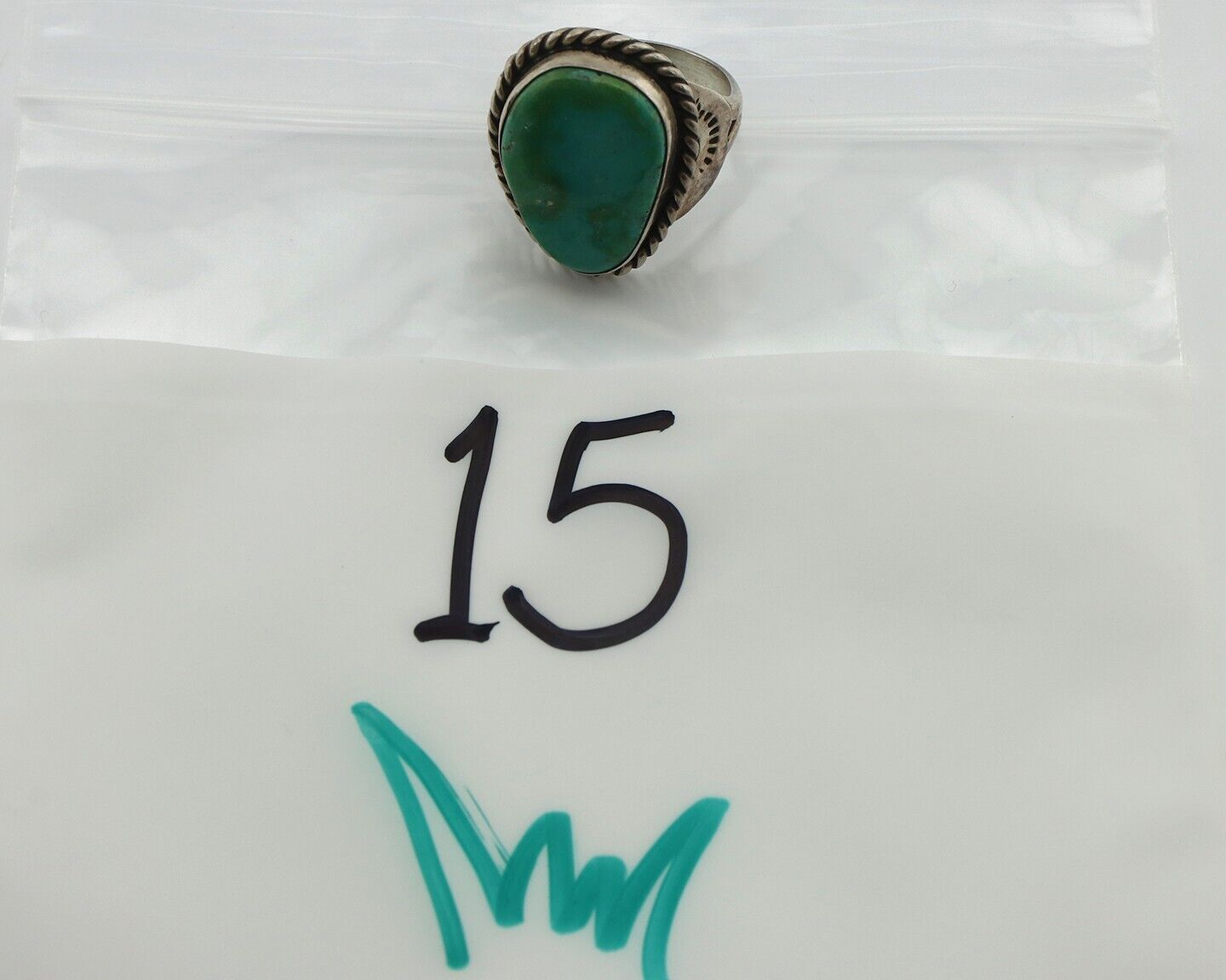 Navajo Ring .925 Silver Royston Turquoise Native Artist Signed C.80's