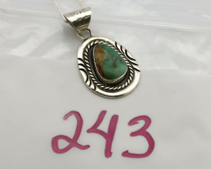 Navajo Necklace .925 Silver Kingman Turquoise Signed JP C.1980's