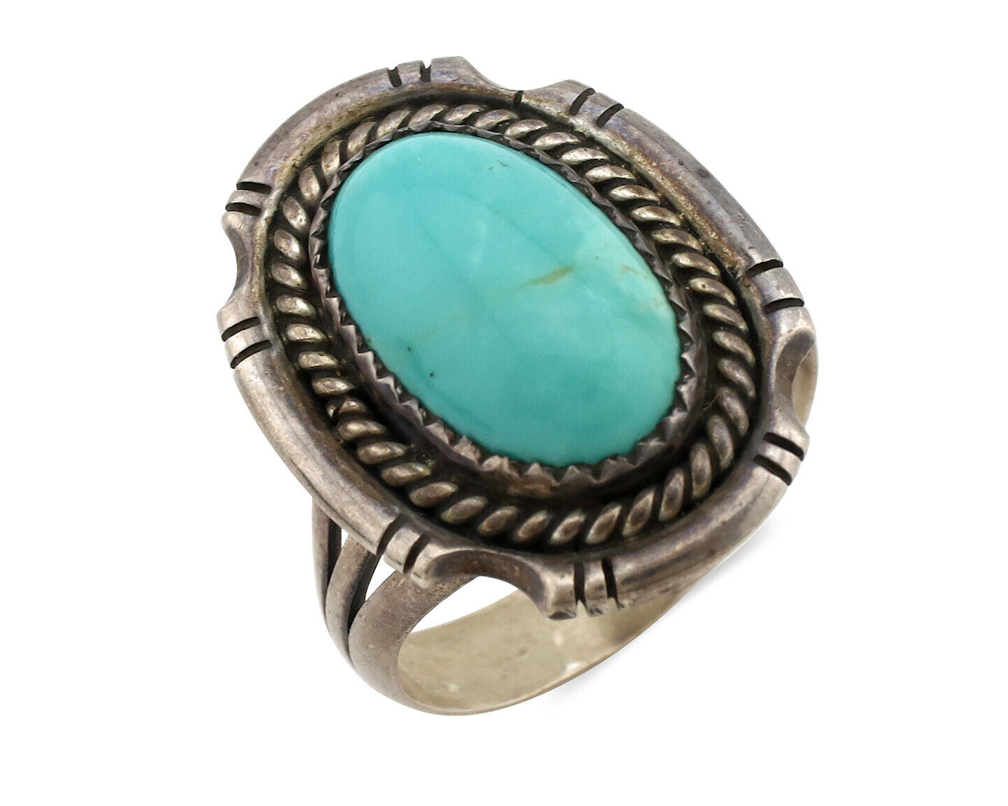 Navajo Ring 925 Silver Turquoise Artist Signed C.80's