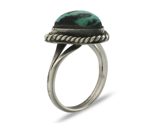 Navajo Handmade Ring .925 Silver Southwest Turquoise Native Artist C.80's