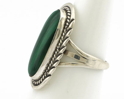 Navajo Ring 925 Silver Natural Malachite Artist Signed William Denetdale C.80's